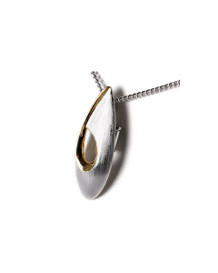 Pingente cinzas em prata (925) 'Oval' com detalhes em dourado