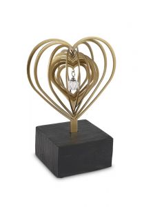 Escultura urna funerária 'Coração' ouro com pigente para cinzas