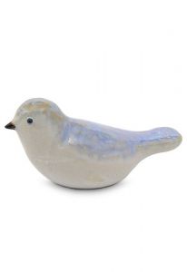 Mini urna cinzas em cerâmica 'Pássaro' azul claro