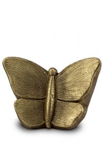 Urna funerária pequena de arte cerâmica borboleta dourado