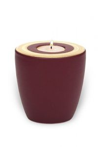 Mini urna de cerâmica para cinzas 'Luna' com porta-vela amora vermelha