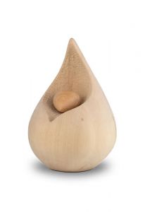 Urna para cinzas lágrima com coração | madeira de pinho natural
