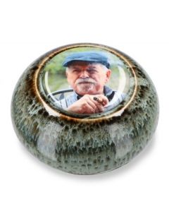 Mini urna funerária personalizada com foto de porcelana em diversas cores