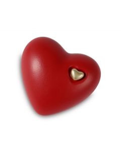 Mini urna para cinzas em cerâmica 'Para sempre nos nossos corações' vermelho