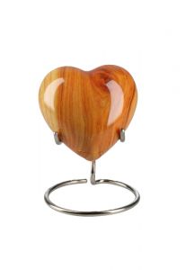 Mini urna coração 'Elegance' com efeito grão de madeira (suporte incluído)
