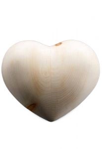 Urna funerária coração de madeira de pinho natural