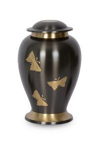 Urna funerária em latão com borboletas douradas