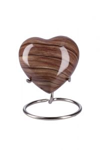 Mini urna coração 'Elegance' efeito madeira (suporte incluído)