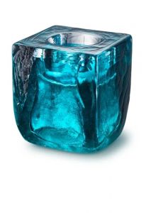 Mini urna cinzas 'Cubos' com castiçal de vidro de cristal Tiffany azul