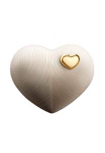 Mini urna para cinzas com coração de ouro | madeira de bordo natural