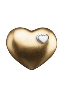 Mini urna para cinzas 'Coração de ouro' com coração de prata
