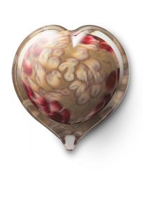 Mini urna cinzas em forma de coração de cristal taupe mixed