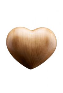Mini urna para cinzas coração de madeira de cerejeira | lacado cetim