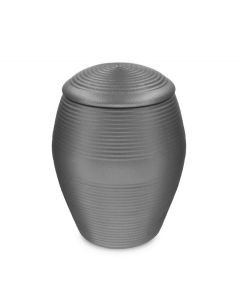 Pequena urna para cinzas de cerâmica 'Memento' cinza acetinado