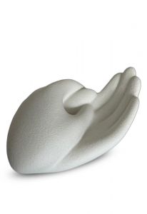 Mini urna para cinzas em porcelana 'Mão' branco