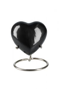 Mini urna coração 'Elegance' preto com efeito perolado (suporte incluído)
