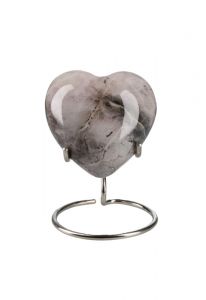 Mini urna coração 'Elegance' com efeito pedra natural rosa (suporte incluído)