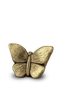 Urna cinzas pequena de arte cerâmica borboleta dourado