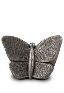 Urna funerária pequena de arte cerâmica borboleta cinza prateado