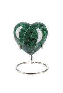 Mini urna coração 'Elegance' com efeito pedra natural verde (suporte incluído)