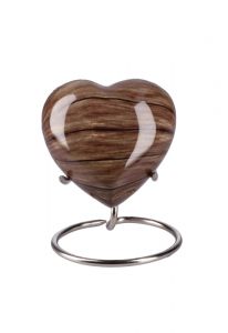 Mini urna coração 'Elegance' com efeito madeira (suporte incluído)