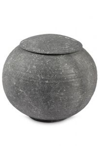 Urna funerária em porcelana 'Sfera' bege-cinza