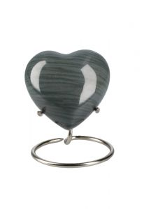 Mini urna para cinzas coração 'Elegance' com efeito madeira (suporte incluído)