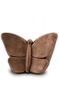 Urna funerária pequena de arte cerâmica borboleta cor de bronze