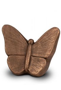 Urna funerária artística borboleta em cerâmica cor de bronze