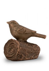 Mini urna cinzas em cerâmica 'Pássaro no ramo da vida'