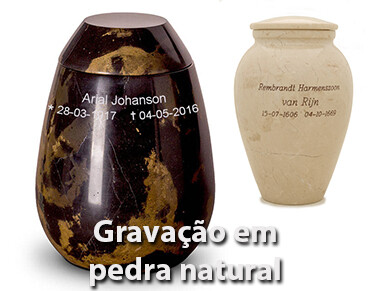 Urnas funerárias gravação em pedra natural 